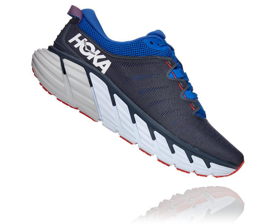 Hoka One One Running Shoes Mens Black/Blue - Gaviota 3 - 34791TRUN